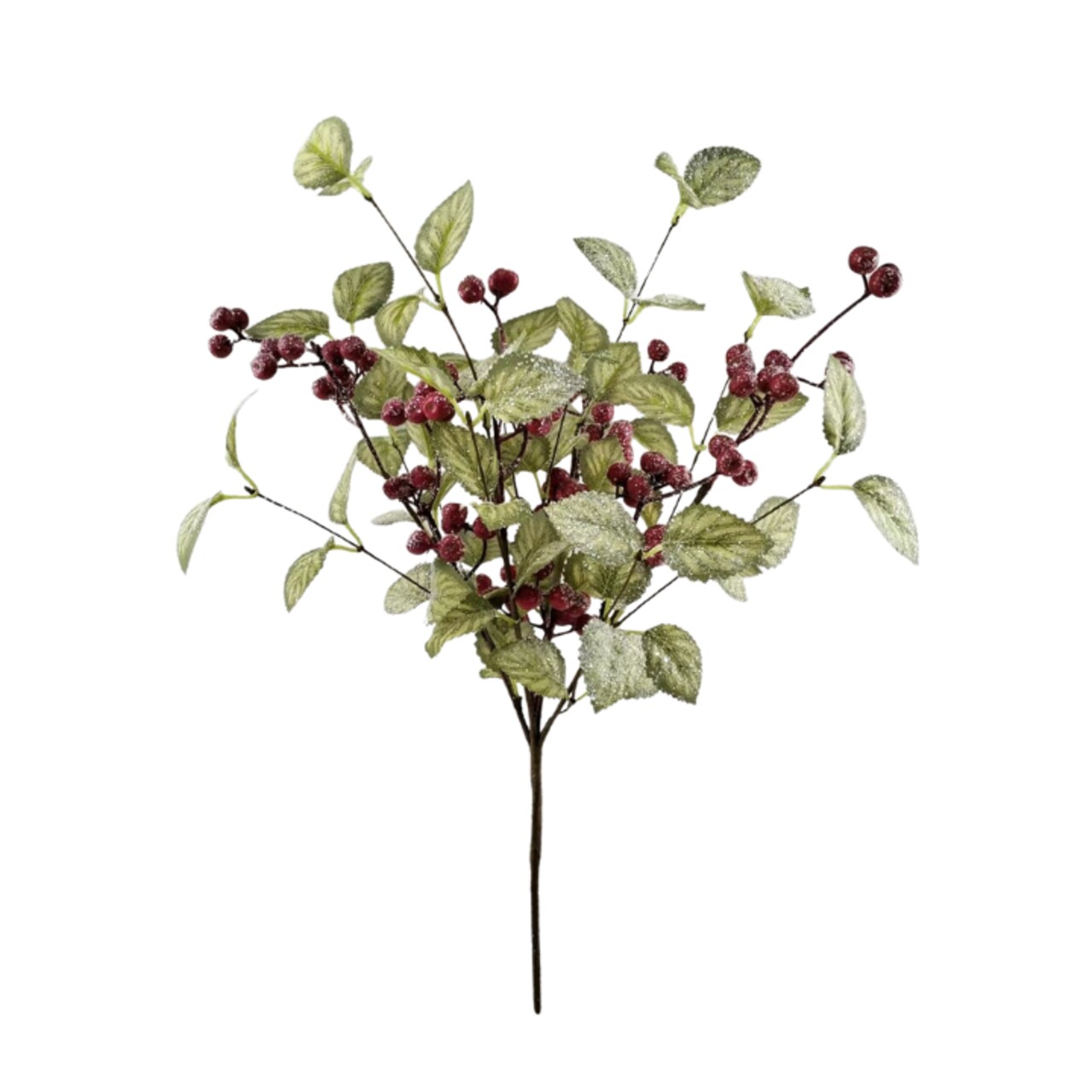 20" Frosted Viburnum Berry Bush – Icy Red Berries for Holiday Decor-40376